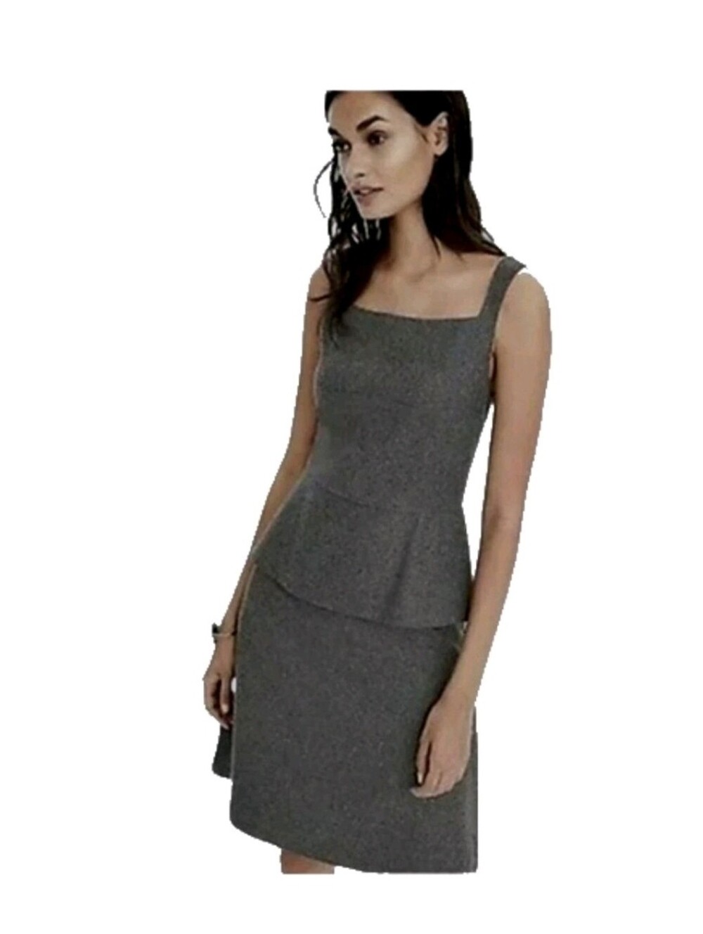 Banana Republic Luxury Italian Flannel Peplum Dress Wool Blend Back Zip Sz 6